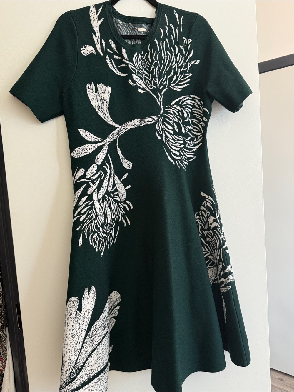 Jason Wu Forest Green Midi Dress with White Botanical Print